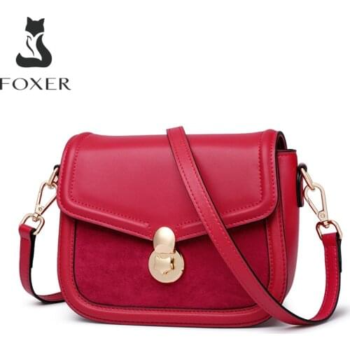 FOXER Brand Lady Simple Small Crossbody Bags Cow Leather Mini Fashion Women Handbag Casual Female Shoulder Messenger Bags Purse