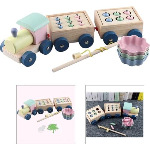 Wooden Fishing Game Train Model Kid Toys Fine Motor Skill Toy Motor Skill Training Toys Early Learning Educational Toy