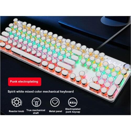 Gaming Mechanical Keyboard Retro Metal Glowing USB 36Color RGB/Mix Backlit Wired Keyboard 104 Anti-ghosting For Game Laptop PC