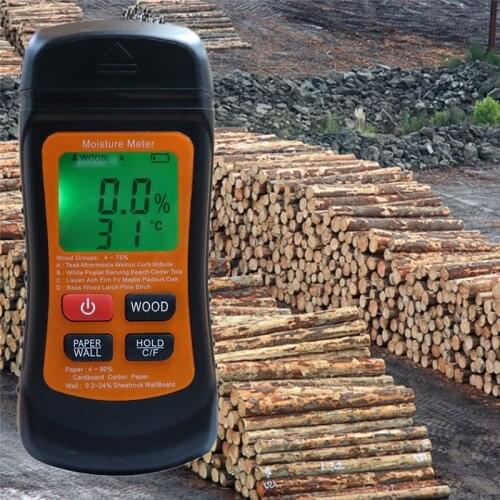 Wood Moisture Meter LCD Digital Water Leak Moisture Detector Wood Paper Wall Tester 3 Modes Data Wood Wall Firewood Cardboard