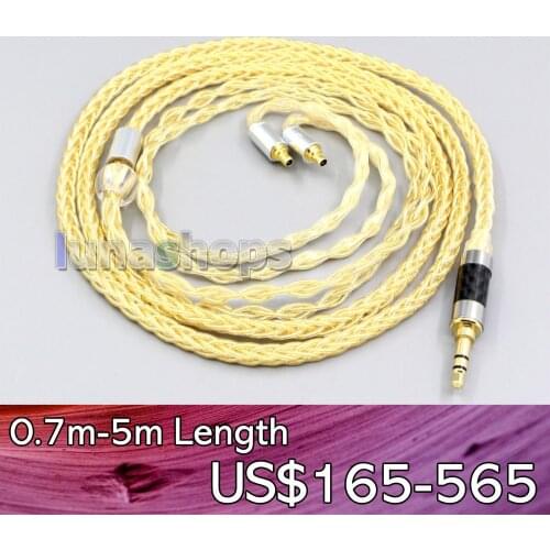 LN006488 3.5mm 2.5mm 4.4mm 8 Cores 99.99% Pure Silver + Gold Plated Earphone Cable For Sennheiser IE400 IE500 Pro