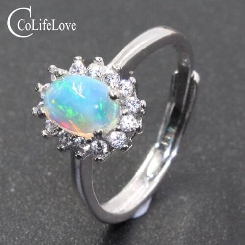 Classic silver opal ring for wedding excellent brilliance natural opal gemstone ring solid 925 sterling silver opal ring gift