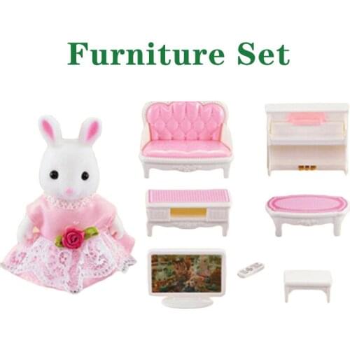 1/12 Forest Family Furniture SetGirl Pretend Game Set Children Simulation Forest Animal Family 1:12 Scale Doll House Furniture