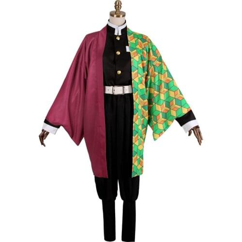 Anime Demon Slayer Cosplay Costume Agatsuma Zenitsu Kimetsu no Yaiba Cosplay Costume Men Kimono Yellow Uniform Full Set