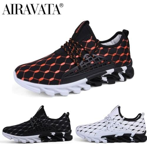 Airavata Mens Lace Up Running Sneakers Shoes Mesh Non-Slip Blade Big Size Breathable Sports Male Fashion Outdoor Male Shoes