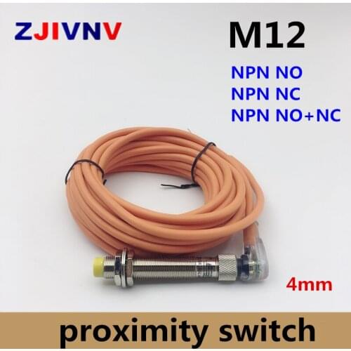 M12 NPN NO NC normally open and normally close connect type proximity switch inductive sensor DC 3/4 wires non-flush type 4mm