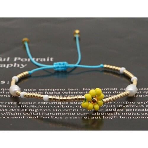 Cute Romantic Pearl Hand-woven Daisy Bracelet Women Jewelry Pulseras Friendship Bracelets Jewelry for Girls 2021