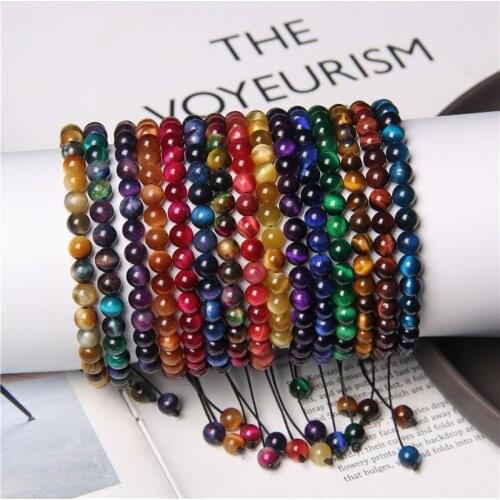 Fashion Tiger Eye Stone Bracelet Wholesale 6/8MM Beads Braided Bracelets For Women Men Energy Brilliant Reiki Meditation Pulsera