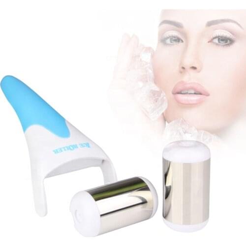 Skin Cool Therapy Ice Roller Puffy Eyes Reducer Soothe Acne Breakouts Derma Stainless Steel Face Massager for Youthful Skin