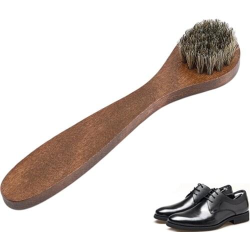 Long-handled horsehair to ash oiled polished shoe brush 100% Pure Horse Hair Brush Shoe Polish Designer Shoes