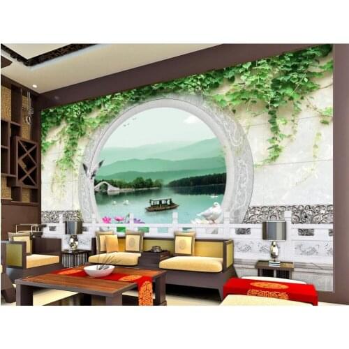 Custom 3d wallpaper Jiangnan courtyard three - dimensional Chinese style backdrop 3d customized wallpaper wall 3d wallpaper