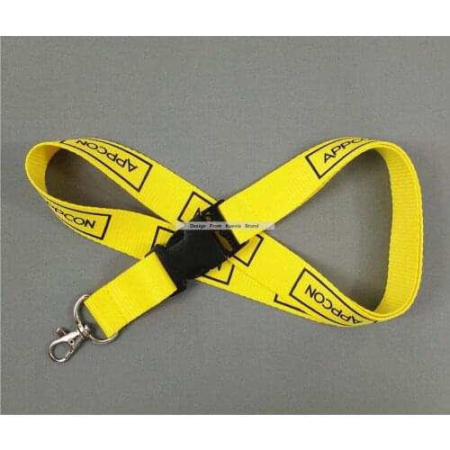 Promotion 25MM Width Black Heat Transfer Printing Neck Lanyard With Red Logo imprint Flat Lanyard Strap Business Gift