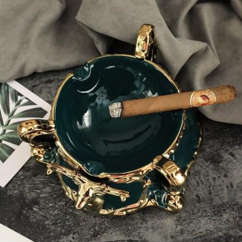 Luxury High-end Ashtray Elk Ceramic Anti-Flying Ash Ashtray Creative Office Cigars Ashtray Fashion Noble Luxury Send Friend Gift