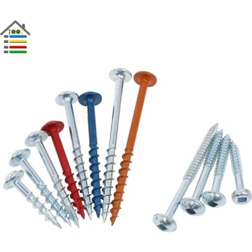50pcs/100pcs Pocket Hole Screws 25-63mm Coarse Fine Thread Self Tapping Screw #2 Square Drive Screw for Pocket Hole Jig System