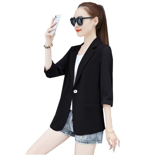 Chiffon Suit thin Jacket Female Spring Summer 2021 New Womens Clothing Suit Coat Casual Fashion Solid Color Suit Sunscreen Top