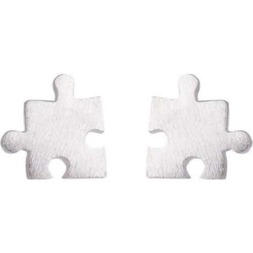 Shuangshuo Fashion Jewelry Punk Puzzle Stud Earrings for Women Small Geometric Earrings Jewelry Building Blocks Toy Earrings