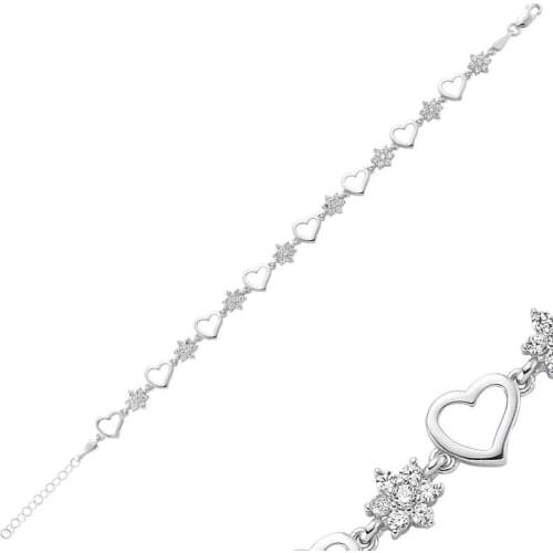 Tevuli 925 Sterling Silver Flower Heart Women Bracelet