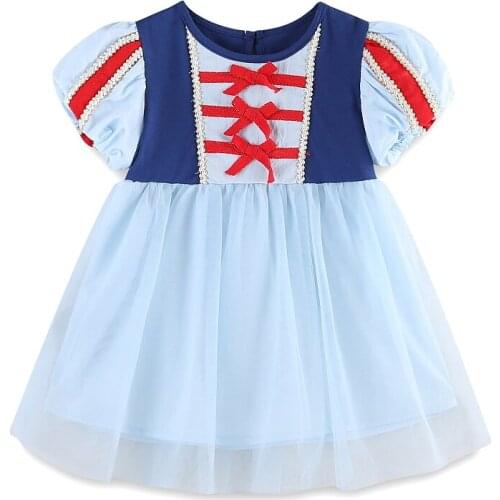 TOU Newborn Baby Girls Princess Dress Infant Fashion Tutu Skirt Toddler Girl Bowknot Puff Sleeve Birthday Party Dress For Summer