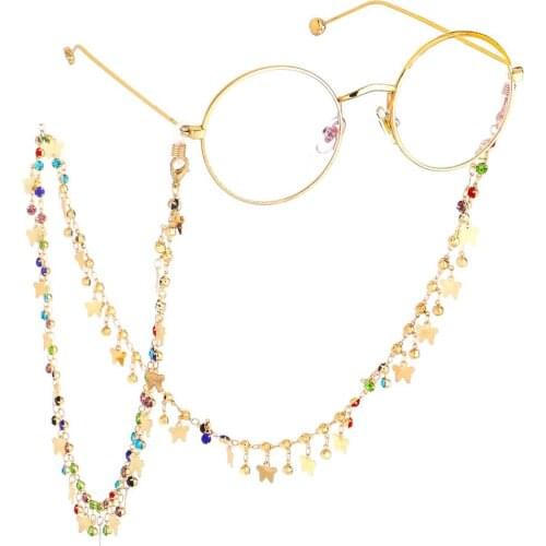 Women Reading Glasses Chain Fashion Crystal Beads Sunglasses Chains Holder Neck Strap Metal Rope Lanyards Necklace