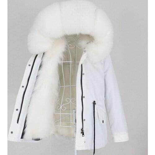 OFTBUY 2021 Winter Jacket Women Short Waterproof Parka Real Fox Fur Liner Coat Natural Raccoon Fox Fur Collar Hood Detachable