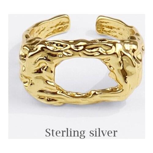 Sole Memory Hollow Irregular Hip Hop Personality 925 Sterling Silver Female Resizable Opening Rings SRI801