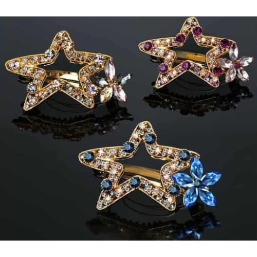 New Fashion Boutique Simple Wild Rhinestone Geometric Stars Flowers Hairpin Barrettes Women Girls Hair Accessoriesr Headwear