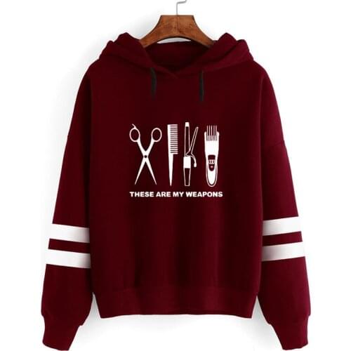 These are my Weapon Scissors Print Sweatshirt for Female Spring Hairdresser Barber Gift Women Femmes Splice Sweatshirts Hoodies