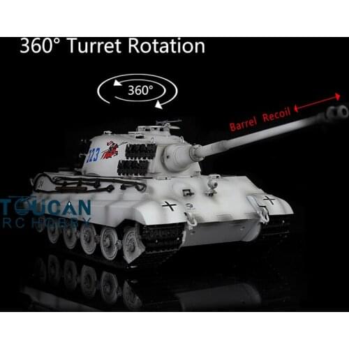 1/16 Heng Long 7.0 Plastic German King Tiger RC Tank Barrel Recoil 3888A 360° TH17548-SMT4