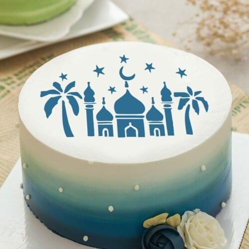 1Pc Ramadan Kareem Spray Stencils Birthday Cake Mold Decorating Tools Eid Mubarak Muslim Islamic Festival Party DIY Decorations