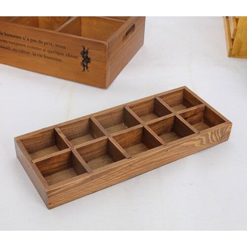 1PC Zakka retro wooden grocery desk box rectangular old wooden flowerpot. storge box JL 0916