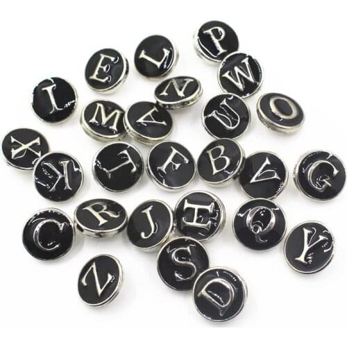 130pcs/lot Black Red Pink A-Z Alphabet Snap Buttons Fit 12mm Letter Ginger Snap Button Jewelry DIY Bracelets&Bangles