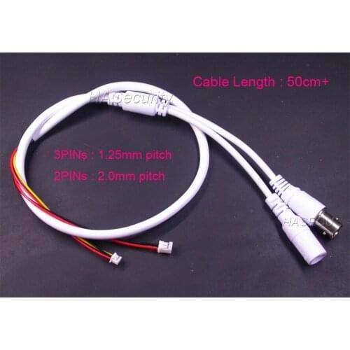 2pcs) Video & power cable 3PINs (1.25mm pitch) + 2PINs (2.0mm pitch)about 45cm length for CCTV camera module PCB board assembly