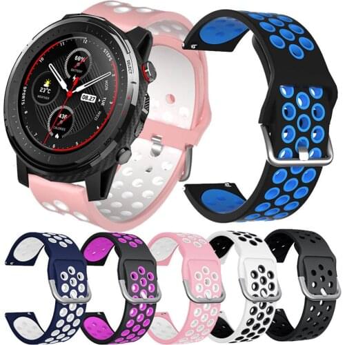 22MM Wrist Straps For Xiaomi Huami Amazfit Stratos 3/2/2S Smart Watch Band Silicone Sports Wristbands For Amazfit GTR 47MM/GTR 2