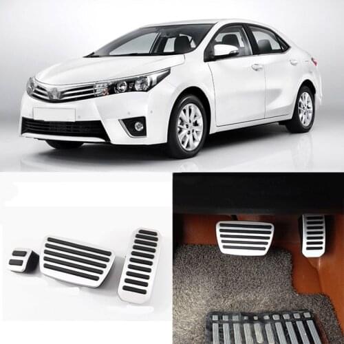 3pcs Aluminium Non Slip Foot Rest Fuel Gas Brake Pedal Cover For Toyota Corolla 2012-2016