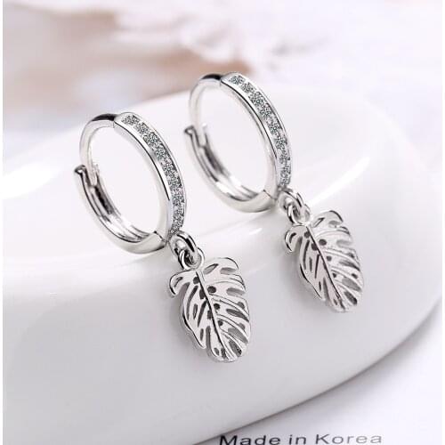 925 Sterling Silver Tassel Leaf Drop Earring For Women Party Wedding Statement Jewelry eh955