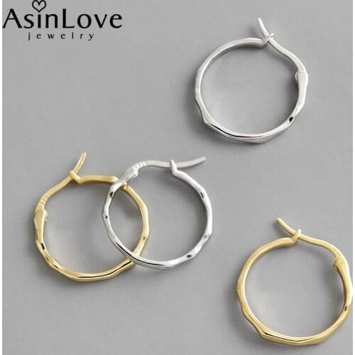 AsinLove Minimalist Real 925 Sterling Silver Earrings INS Simple Irregular Bump Hoop Earrings for Women Handmade Fine Jewelry