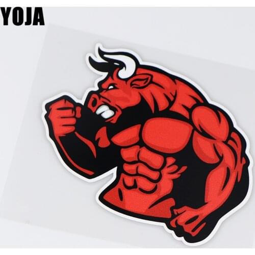 YOJA 13X11.2CM Strong Cow Personality Cartoon Vinyl Decal Car Sticker Accessories ZT4-1016
