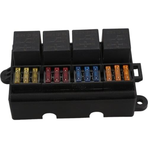 12 Way Blade Fuse Holder Box with Spade Terminals Fuse 4PCS 4Pin 12V 40A Relays for Car Truck Trailer Boat Automotive Trike