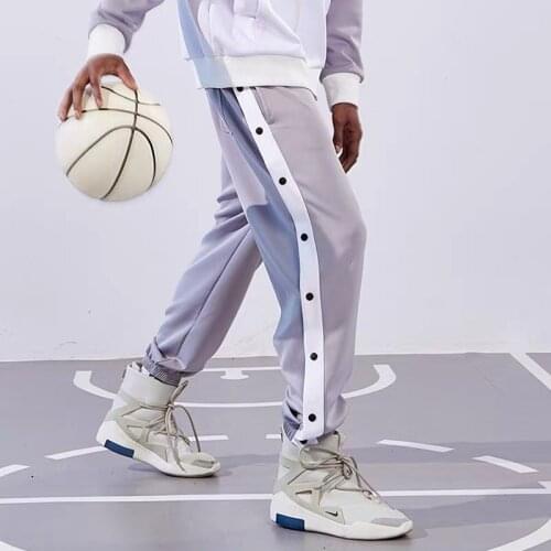 Fully Open Buttoned Foot-breasted Pants Side Row Basketball Buttoned Pants Sports Trousers Loose Training Uniforms Mens Casual