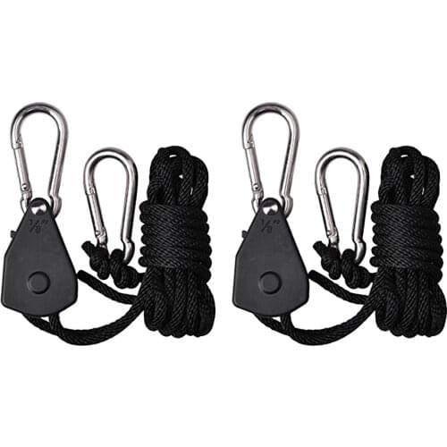 Black Adjustable Ratchet Rope Ratchet Hanging Kit for Hydroponic/Grow Tent