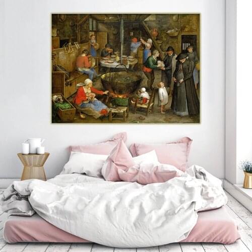 Citon Bruegel Pieter《Visit to the Peasants》Canvas Art Oil Painting Artwork Poster Picture Wall Decor Home Interior Decoration