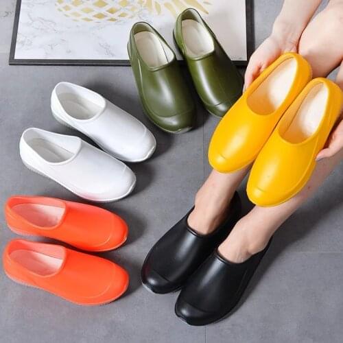 COSMAGIC New Waterproof PVC Rain Boot Casual Women Kitchen Cleaning Men Fishing Rubber Sole Non-slip Work Loafers Shoe