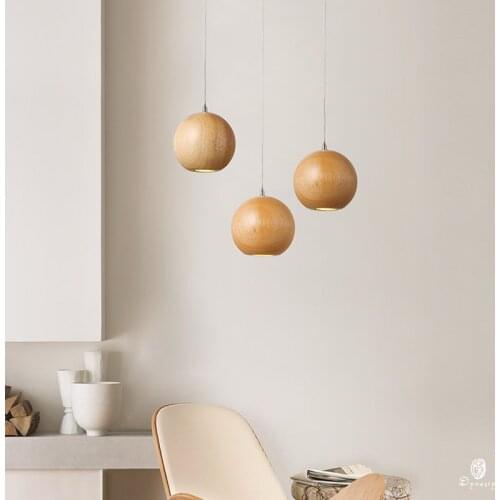 Europe Designer Wooden Hanging Lights Timber Ball Hanging Lamp G4 Pendant Lights Decorative Lighting Fixture Foyer Room Shop