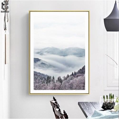 Mountain Posters And Prints Wall Art Canvas Painting Forest Wall Pictures For Living Room Nordic Scenery Picture Decoration