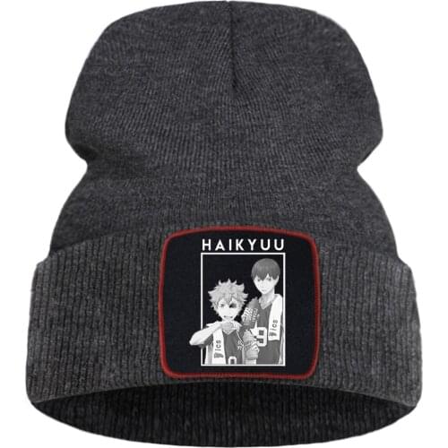 Hinata And Kageyama Haikyuu Japan Hot Anime Knit Hats Women Cotoon Warm Men Winter Hat Solid Color Simple Beanie For Boys