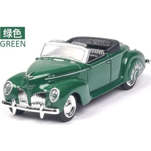 1: 38 Lincoln Convertible Classic Car With Sound And Light Simulation Alloy Childrens Toy Model Boys Birthday Gift Green car