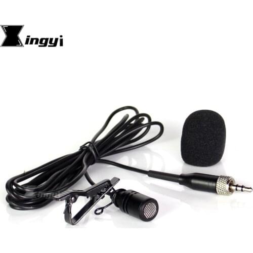 3.5mm Screw Lock Stereo Condenser Collar Microphone Lavalier Lapel Mic Mike For EK100 UHF Wireless Microphone System Transmitter