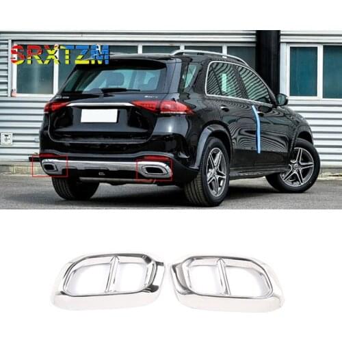 For Mercedes Benz GLC GLE W167 GLS Class 2020 Stainless Steel Car Tail Throat Exhaust Pipe Cover Trim Sitcker