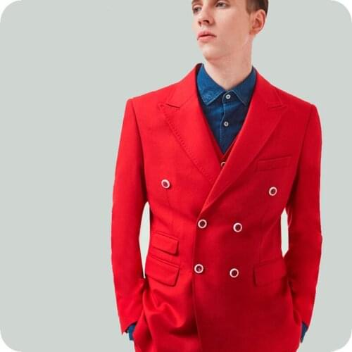 Hot Red Man Classic Suits Slim Fit Wedding Groom Tuxedo Terno Masculino Man Blazer 3Piece Latest Coat Pants Party Costume Homme
