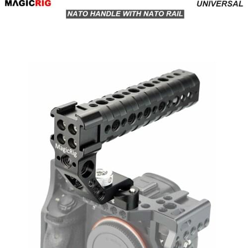 MAGICRIG Quick Release NATO Top Handle Kit with NATO Rail Triple Cold Shoe Mounts for DSLR Camera Cages